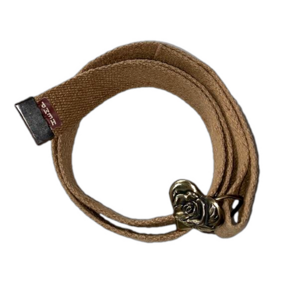 Vintage Hemp Belt with The Great American Buckle Company Rose Flower Buc… - Picture 1 of 3